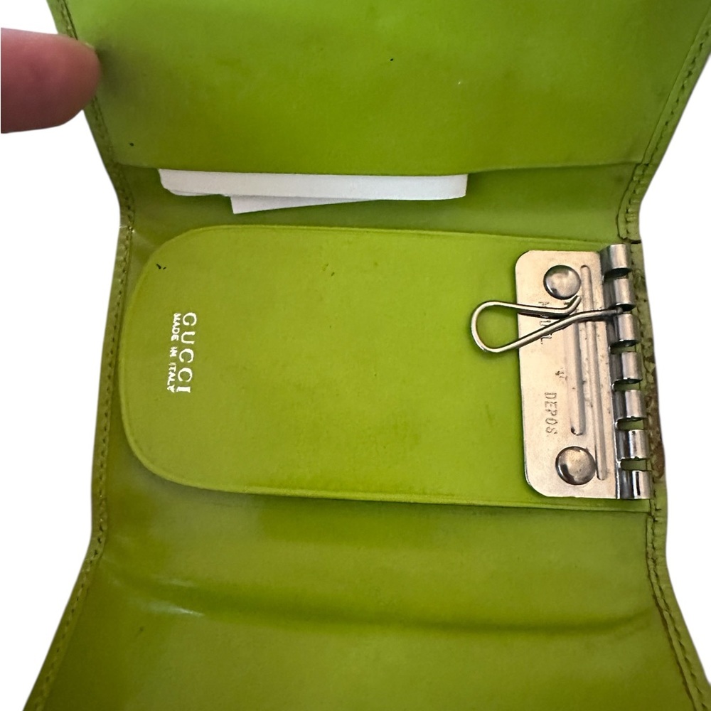 GUCCI Rare Horse Bit Patent Leather Keychain & Card Holder Margarita Color! - Picture 5 of 16